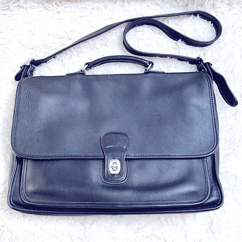 Coach Black Leather Laptop Bag